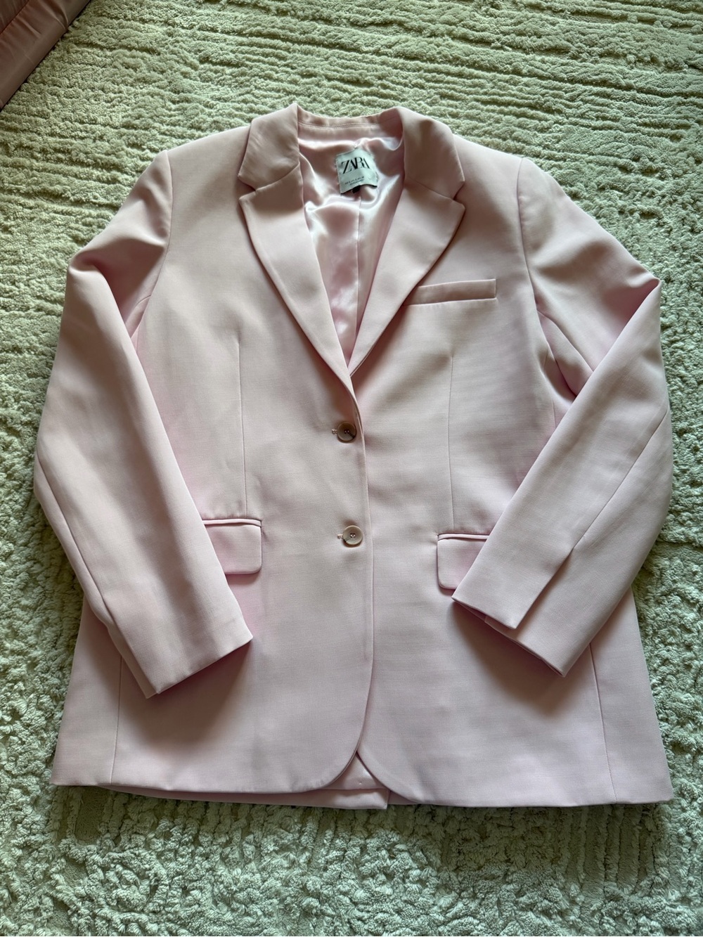 Zara Pink Lined Two Button Blazer, Oversized Women's S, Solid